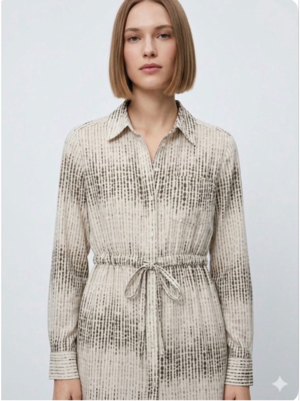 Noir Beige Brown Striped Button Down Shirt XS